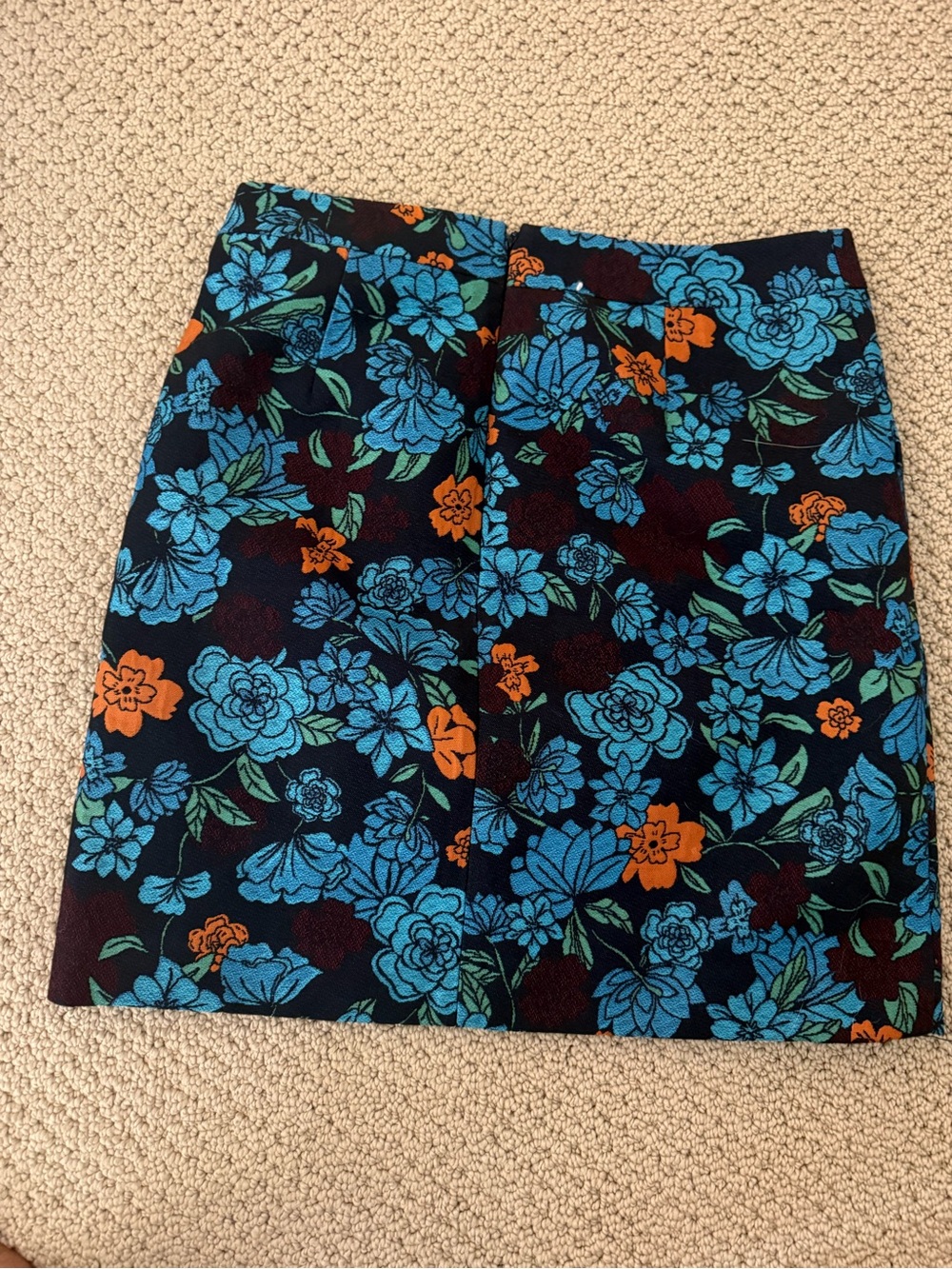 Loft Floral Print A-Line Mini Skirt in Blue & Orange - Picture 2 of 4
